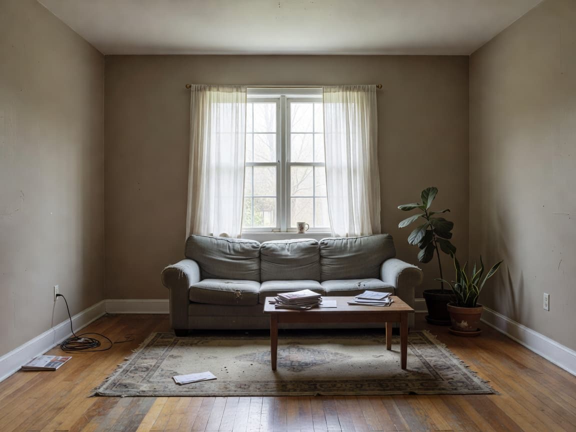 Lived-in living room before using the AI room planner